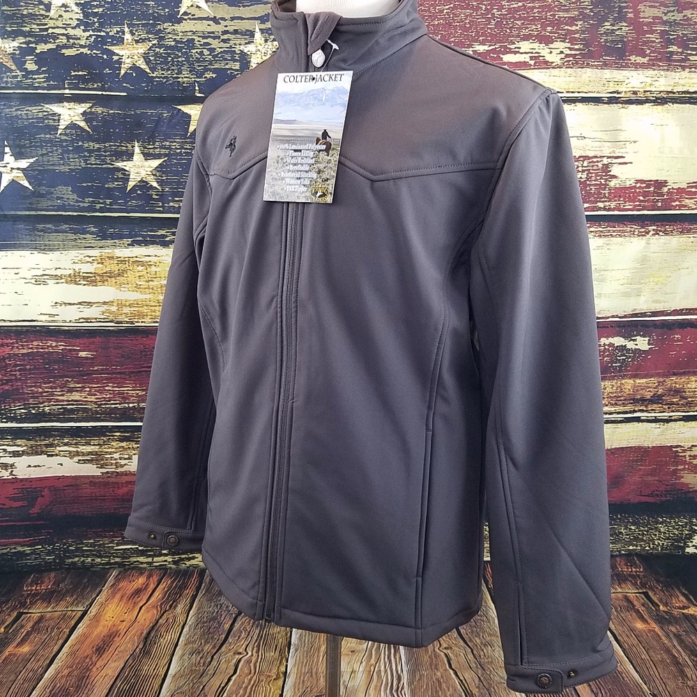 MENS COLTER FLEECE LINED SOFT-SHELL JACKET - GRAY